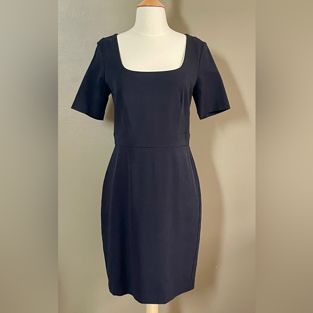 Ann Taylor Classic Black Mini Dress, Square Scoop Neck, Size 4